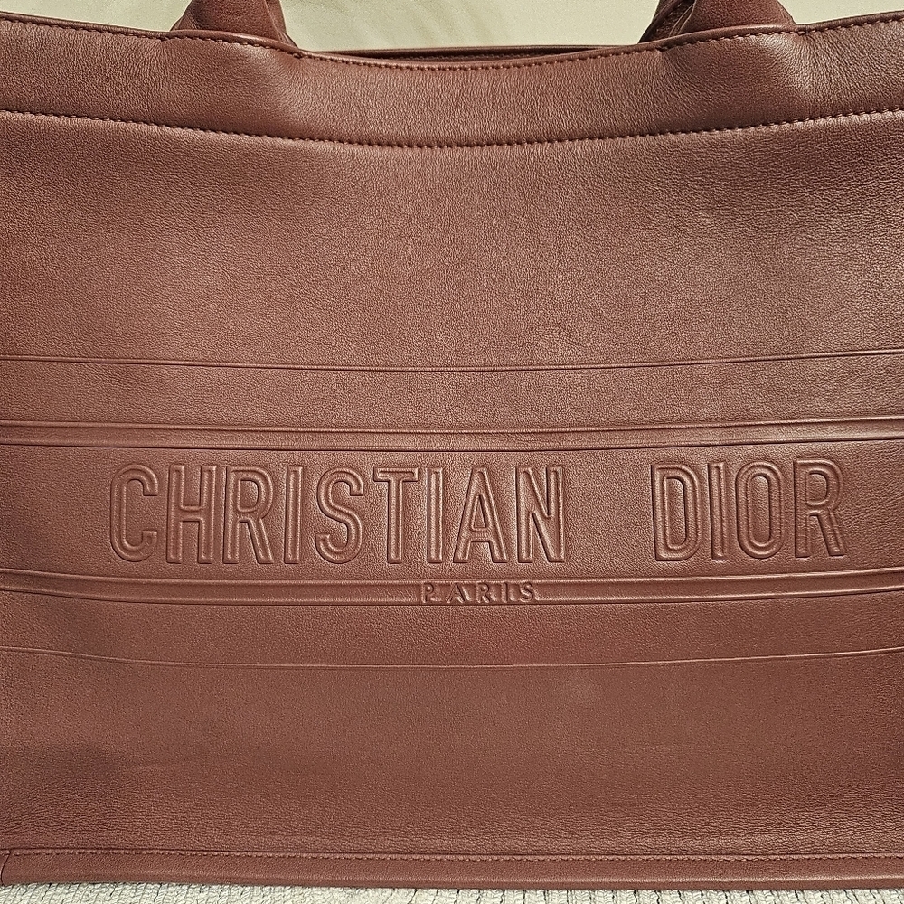 🌸 Christian Dior Medium Leather Book Tote – Dark Mauve | Entrupy COA 🌸 - Picture 2 of 16